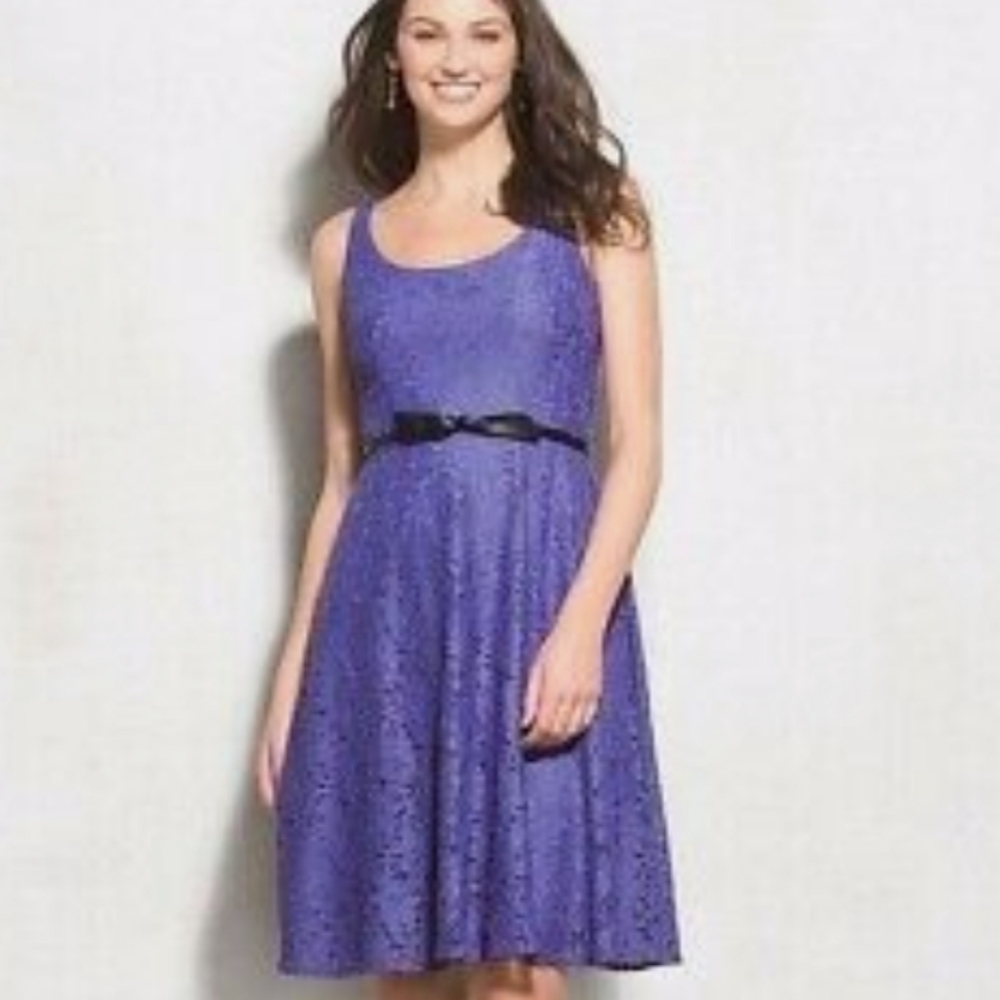Luxe by Carmen Marc Valvo Lace Dress Purple 6